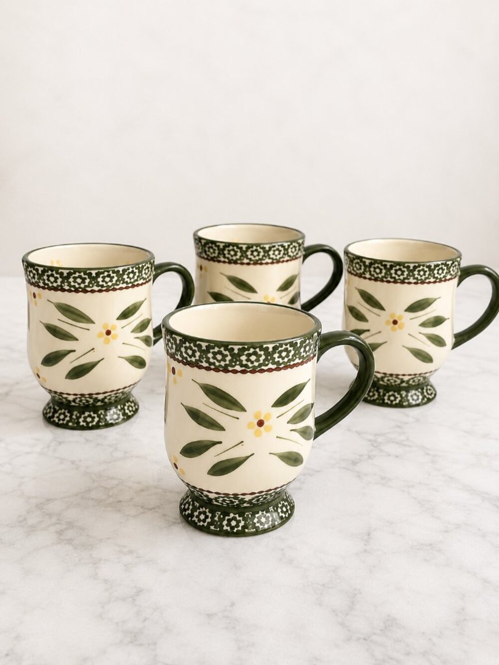 Temp-tations Old World Confetti Pedestal Coffee Mugs Set of 4 16 oz